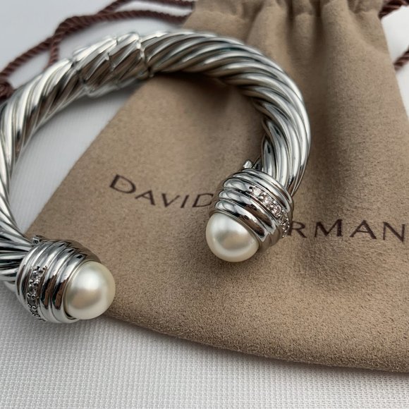 White Pearl Open Silver Bracelet - Picture 3 of 4